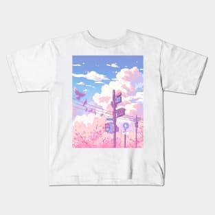 The beautiful sky, traffic lights, and pigeons Kids T-Shirt